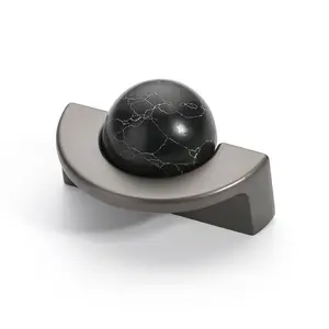 Black Knob Handles Natural Stone Marble Ball Knobs Solid Gold Pearl Black Dresser Drawer Cabinet Dresser Cupboard Pull Handles 1467