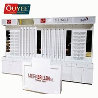 Kiosque d'exposition de lunettes de soleil optique moderne, pliable, rotatif et portable, avec éclairage LED et design écologique, personnalisable pour les boutiques