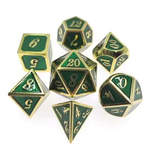 7 buah dadu DND logam untuk permainan peran dadu polihedral Set D20 D12 D10 D8 D6 D4
