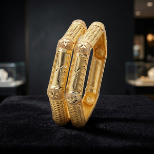 Brazalete chapado en oro con diseño de tinte, brazaletes de moda, brazalete de lujo, brazaletes de oro tradicionales, joyería de latón rellena de oro, Oro Joyería. - Product Image 3