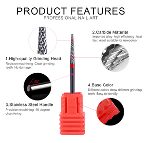 Fraise conique longue en carbure de tungstène de 3/32 po, fraise à découpe croisée fine, pour retirer le gel, accessoires de manucure pour perceuses électriques - Product Image 5