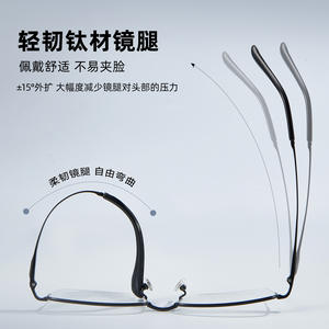 Montures de lunettes rectangulaires demi-cerclées en titane pur pour hommes Danyang J87058, monture optique légère avec verres en acrylique - Product Image 2