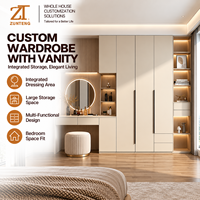 Armoire de chambre et coiffeuse tendance en bois massif, personnalisable, écologique et durable, avec miroir, pour la maison