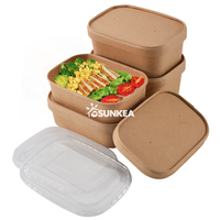 750ML Kraft Paper Rectangular Food Storage Box Container with Lid