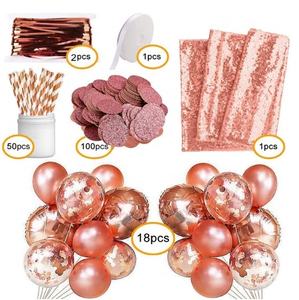 Meilleures ventes, assiettes en papier, serviettes, tasses, pailles, assiettes, fournitures de fête en or <span class=keywords><strong>Rose</strong></span>, <span class=keywords><strong>vaisselle</strong></span> de mariage <span class=keywords><strong>jetable</strong></span> - Product Image 6