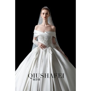 <span class=keywords><strong>Robe</strong></span> <span class=keywords><strong>de</strong></span> bal longue élégante et moderne en satin brillant, brodée à la main avec des perles et des dentelles, couleur ivoire, collection 2026 - Product Image 3