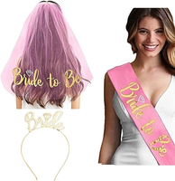 2024 best-seller enterrement de vie de jeune fille mariée à être Kits mariée mariage voile Satins ceinture et couronne diadèmes ensemble décorations accessoire