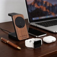 Nouvelle station de charge sans fil innovante 3 en 1 en bois de noyer magnétique, chargeur sans fil rapide pour bureau, 3 en 1 pour la décoration de la maison