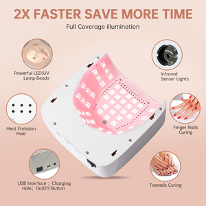 Lampe à ongles UV LED sans fil 168W, rechargeable, portable, sécheuse à ongles en gel pour manucure, salon, usage domestique - Product Image 2