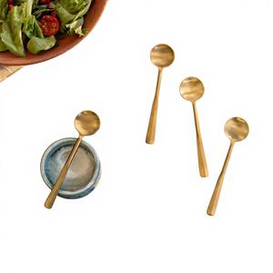 Juego de Cucharas de Postre de Latón, Diseños Personalizados Ecológicos, Cubiertos Chapados en Oro Espejo para Hoteles, Restaurantes, Hogares, Regalos de Boda - Product Image 1