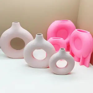 INTODIY Vase Kreis Silikonform Innenausbau kreativer kleiner Durchmesser-Donutvase Gips-Gips-Silikonform