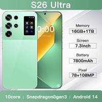 Smartphone S26 ultra 5G de haute qualité, doté d'un écran haute définition, d'un système d'exploitation Android 14, d'un processeur à dix cœurs