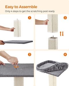 Feandrea Cat Scratcher dengan tempat mewah mebel hewan peliharaan pohon kucing Menara kucing menggaruk <span class=keywords><strong>Post</strong></span> - Product Image 5