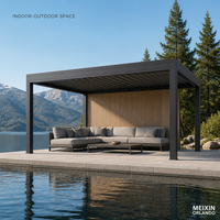 Pergola bioclimatique motorisée en aluminium et verre trempé MEIXIN ORLANDO pour extérieur de villa de luxe moderne et hôtel