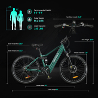 VTT électrique 26 pouces à faible MOQ, 250 watts, pour adulte, batterie cachée 48V14AH