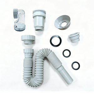 Ensemble de vidange de lavabo escamotable <span class=keywords><strong>avec</strong></span> tuyau flexible rétractable, siphon anti-odeur transparent, drain de lavabo en plastique blanc pour salle de bain - Product Image 4