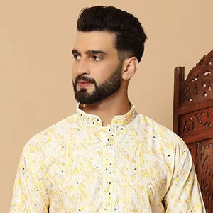 Ensemble de pyjama Kurta en rayonne brodée directement en usine pour fêtes et mariages ethniques - Product Image 6