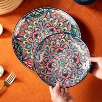 Ensemble de vaisselle bohème en céramique moderne plateau de cuisson ménager et plats assortis pour les fêtes et les décorations
