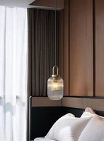 Luminaire suspendu moderne minimaliste à tête unique, lanterne en verre rayé créative pour salle à manger, lustres suspendus pour salon