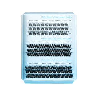 Hot Melt DIY de gran capacidad de un solo racimo de pelo sintético pestañas postizas mixtas naturales 3D denso rizado fábrica al por mayor - Product Image 2