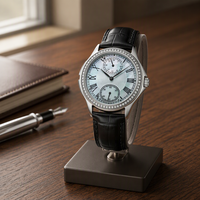 Montre pour femme en acier inoxydable avec diamants, personnalisable, mouvement à quartz, verre saphir, étanchéité 5 ATM