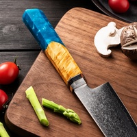 Couteau de cuisine Santoku à manche en résine et bois, couteau à désosser et à découper, ensemble de couteaux de cuisine, couteau de chef Damas VG10, vente chaude