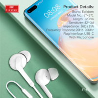 Earldom Earphone untuk USB-C, Earphone setengah telinga kabel TYPE-C untuk Samsung Huawei