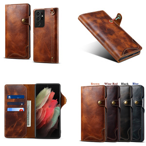 Étui de téléphone de luxe en cuir véritable pour la série S25/S24/S23/S22/S21, fait main, <span class=keywords><strong>antichoc</strong></span>, porte-cartes et support de téléphone - Product Image 1
