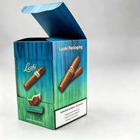 Boîte d'emballage et d'expédition personnalisée en carton bleu vide pour cigares, emballage de papier à cigarettes avec logo personnalisé