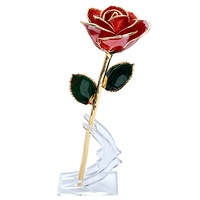 Mawar Merah Asli Berlapis Emas 24K Dengan Dudukan Akrilik, Bunga Mawar Alami Awet Selamanya, Hadiah Valentine, Hari Ibu, Pernikahan