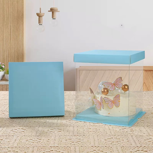 Milchkuchen-Box Quadratisch 6-12 Zoll Einzel-/Doppelschicht Verstärkt Transparent Papier-Kunststoff-Kombination Matt Laminiert Faltbar - Product Image 1