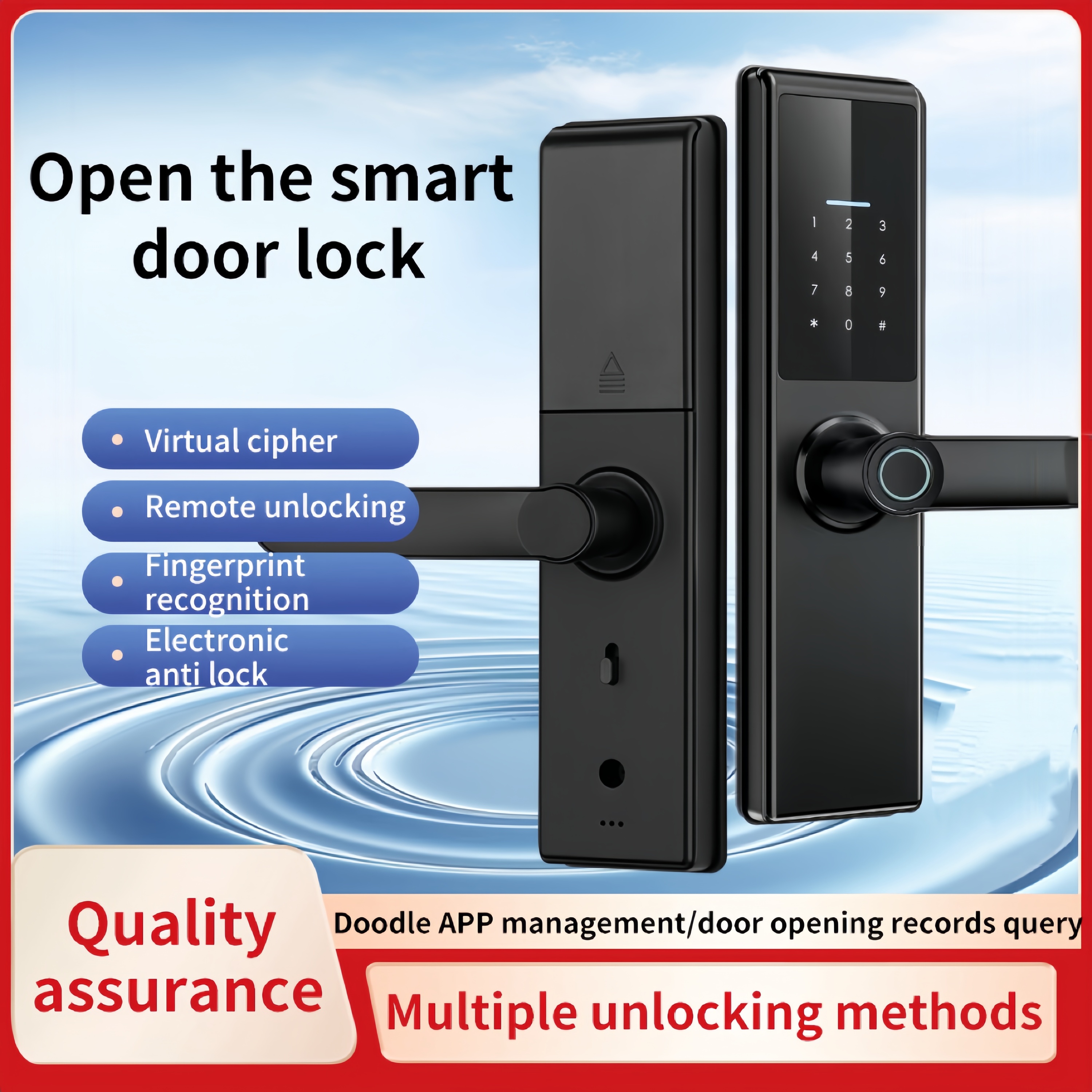 Multi-languages TTlock Tuya Wifi APP Smart Locks Biometric Fingerprint Code Card Key Digital Wooden Door Lock for Home Apartment · image 7