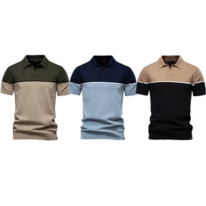 Polo homme de qualité supérieure, logo personnalisé, coton, manches courtes, color block, vente en gros, fabricant OEM ODM - Product Image 6