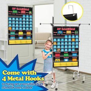 Tableau de gestion du temps mensuel pour enfants, maternelle et préscolaire, en plastique multi-pièces, format pochette calendrier de classe - Product Image 4