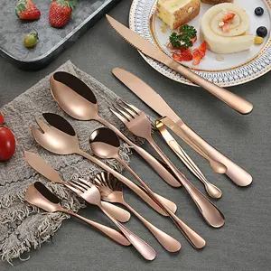 Rose Gold Stainless Steel Silverware Copper Cutlery Serving Flatware Set Restaurant Hotel