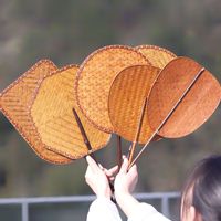 Éventail en bambou tissé à la main, style zen chinois rétro, design en feuilles de palmier naturelles, pour la maison, le jardin, le bureau, l'hôtel, décoration