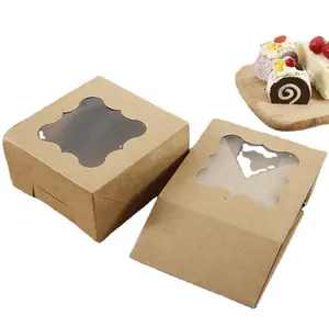 Cajas de panadería de alimentos personalizadas, pequeñas cajas de galletas deslizantes de Papel Kraft con ventana de Pvc