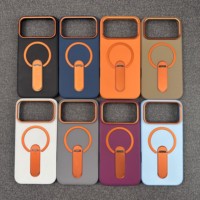 Coque de téléphone magnétique personnalisée avec béquille et cadre métallique pour appareil photo, compatible iPhone 18 17 Pro Max Orange et Samsung Galaxy S26 Ultra