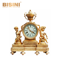 Classique Antique Louis Style Laiton Doré Cloisonné Émail Horloge Murale avec Pendule