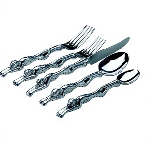 Juego de Cubiertos de acero inoxidable con estilo coreano moderno único Juego de cubiertos reales de lujo de alta calidad para el hogar de la boda - Product Image 6