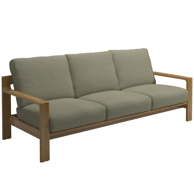 Canapé trois places en teck importé.