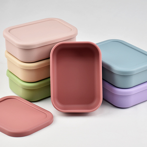 Boîte à lunch rectangulaire en silicone, récipient de stockage alimentaire étanche, compatible micro-ondes, boîte bento pour enfants et adultes, préparation de repas pour pique-nique - Product Image 1