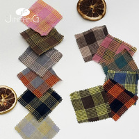Tissu en lin 100% lavé à la pierre, certifié Okeo-Tex, écologique, teint en fil, à carreaux gingham, durable, pour chemises et vêtements