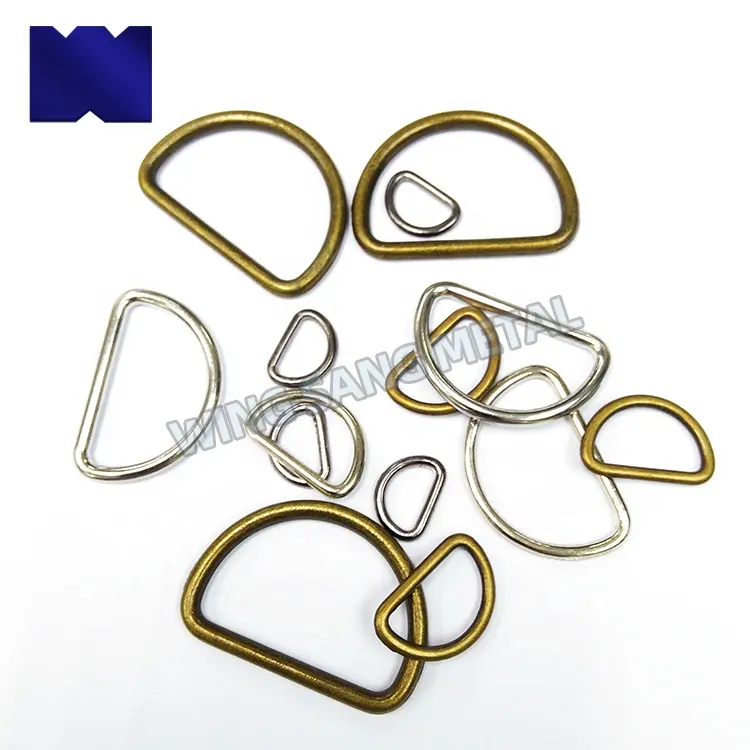 ทองเหลืองเหล็ก D แหวน Oem/odm ที่มีสีสันทองเหลืองเหล็ก D-แหวนจานอุปกรณ์ป้ายโลหะสำหรับกระเป๋าถือ