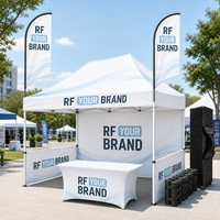 Support de bannière en tissu tendu personnalisé avec housse de table extensible assortie, kit d'affichage pop-up pour stand de salon professionnel