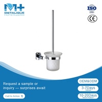 Porte-brosse de toilette en alliage de zinc avec brosse à long manche pour salle de bain, brosse de toilette robuste pour cuvette