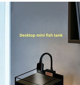 Kit de Pecera para Peces Betta JSD con Fondo Negro, <span class=keywords><strong>Acuario</strong></span> de Vidrio Ultra Blanco con Luz para Principiantes - Product Image 3