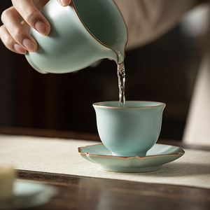Posavasos de cerámica Ru Ware con forma de seis girasoles, tapete aislante del calor para taza de té, uso doméstico - Product Image 3