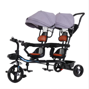 Tricycle pour <span class=keywords><strong>b</strong></span>é<span class=keywords><strong>b</strong></span>é, nouveau modèle, très vendu, portable, en acier, avec fourche, double siège côte à côte pour enfants, vélo pour jumeaux, poussette - Product Image 1
