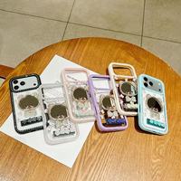 Coque de téléphone miroir à maquillage motif ours en gros pour iPhone 18 17 16 15 Pro Max, étui mobile anti-rayures avec décor floral en strass